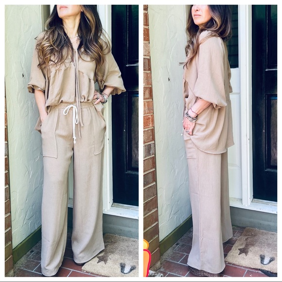 Stylish and Trendy Boho wide leg pants with pockets - Picture 4 of 6